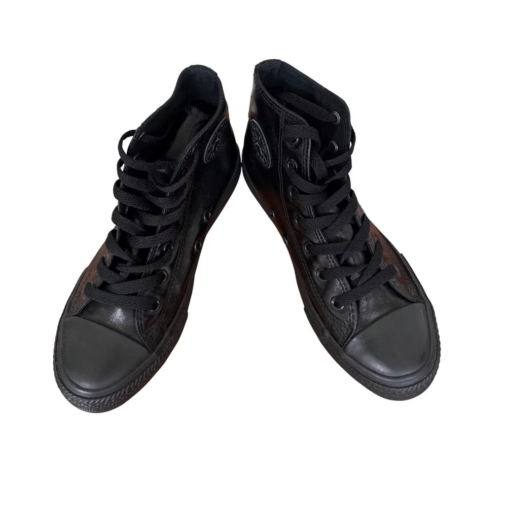Converse Chuck Taylor All Star High Top Triple Black Coated Textile Youth Sz 3